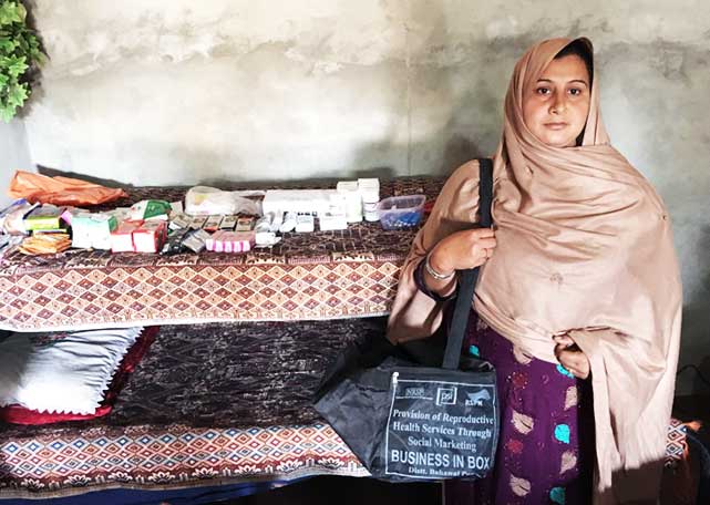 Sadia Bibi with CRP BiB items at her home in Bahawalpur. Photo: RSPN